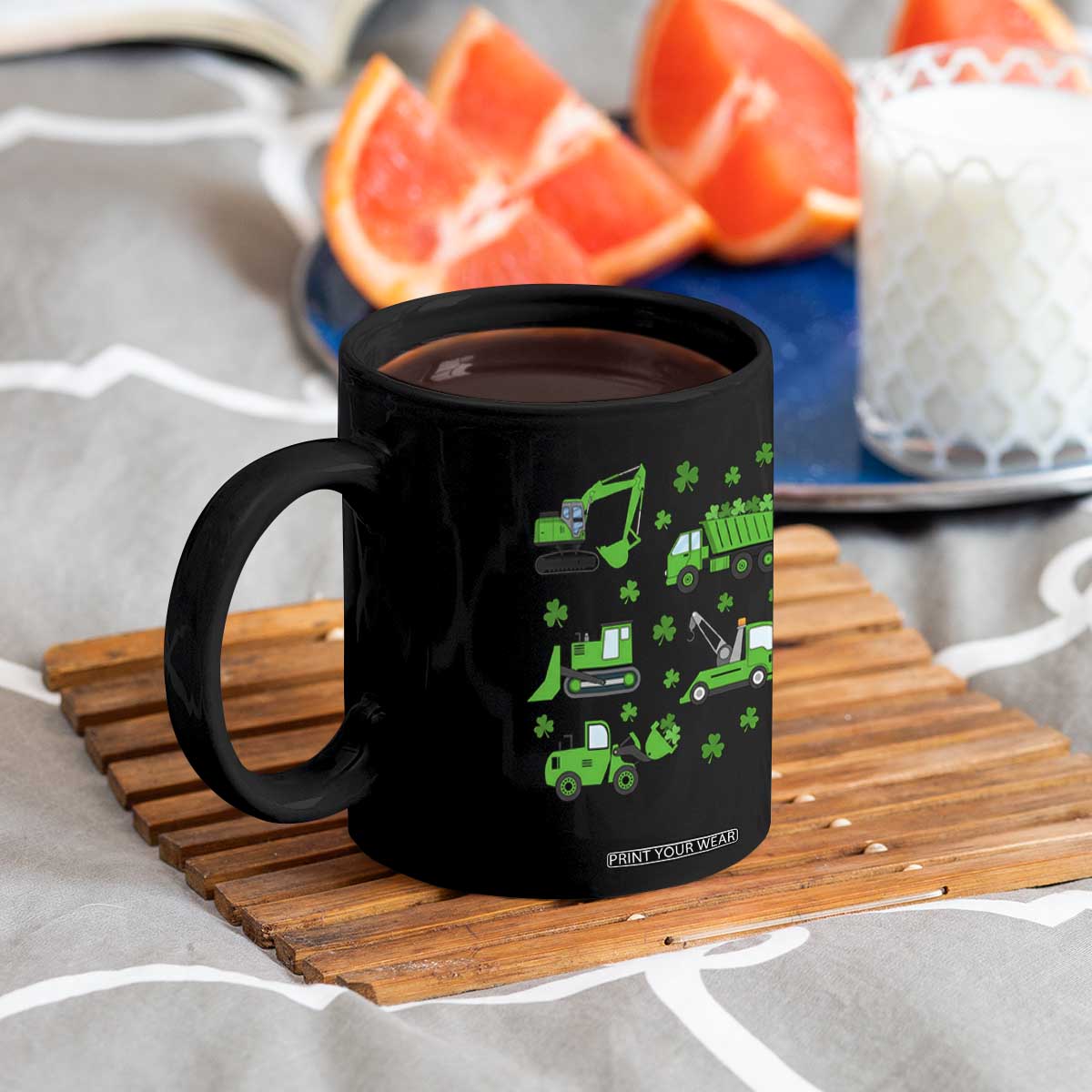 Funny St Patricks Day Construction Trucks Irish Shamrock Coffee Mug TS11 Print Your Wear