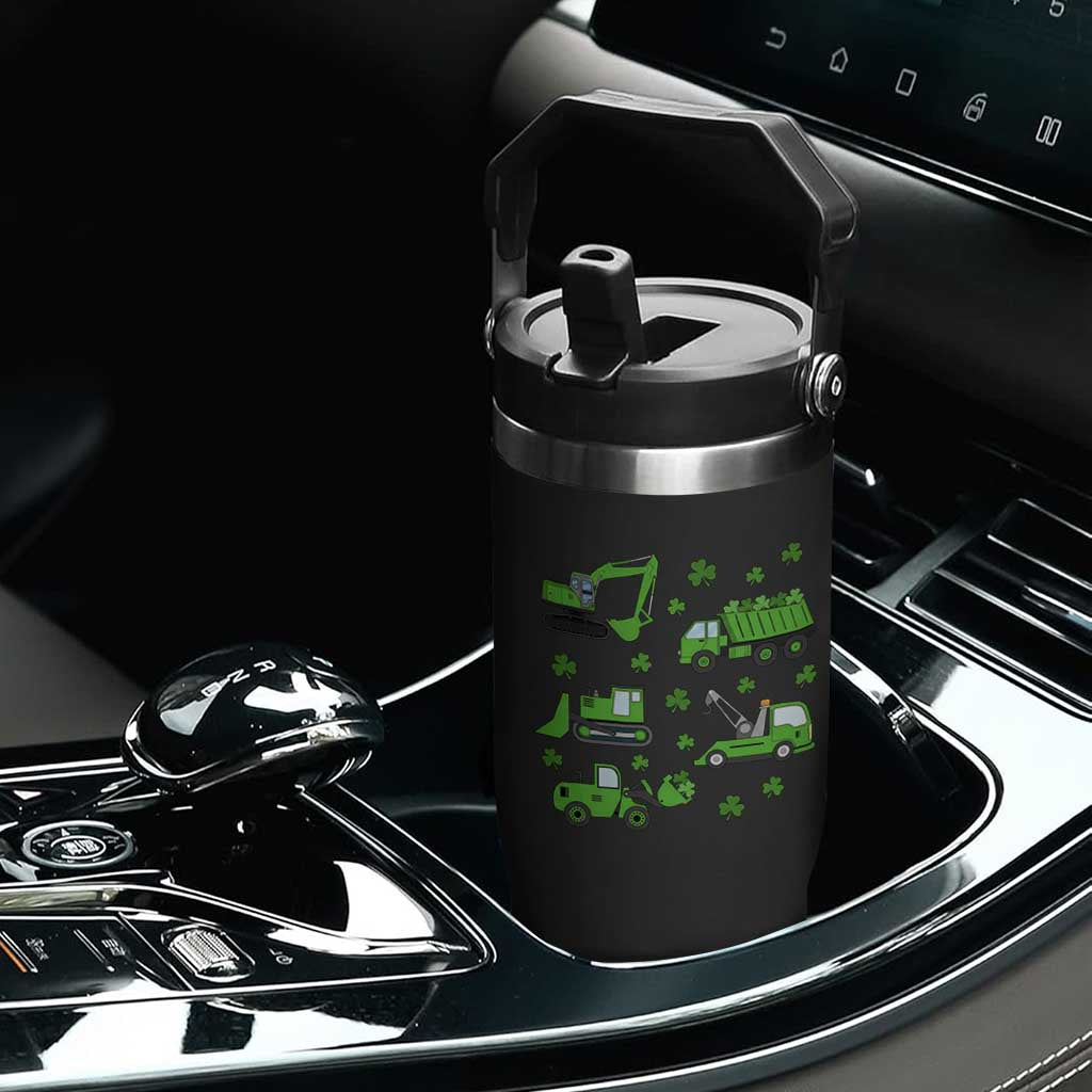 Funny St Patricks Day Construction Trucks Irish Shamrock Flip Straw Tumbler TS11 Print Your Wear