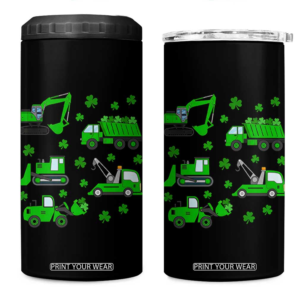 Funny St Patricks Day Construction Trucks Irish Shamrock 4 in 1 Can Cooler Tumbler TS11 One Size: 16 oz Black Print Your Wear