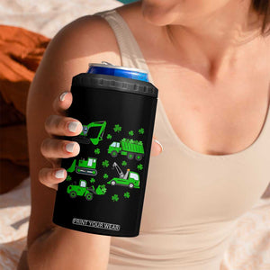 Funny St Patricks Day Construction Trucks Irish Shamrock 4 in 1 Can Cooler Tumbler TS11 Print Your Wear