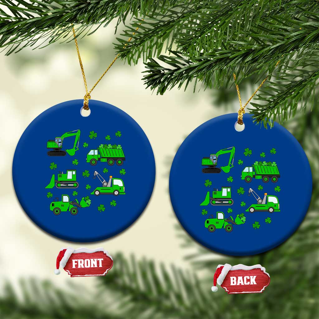 Funny St Patricks Day Construction Trucks Irish Shamrock Ceramic Ornament TS11 1pc Blue Print Your Wear