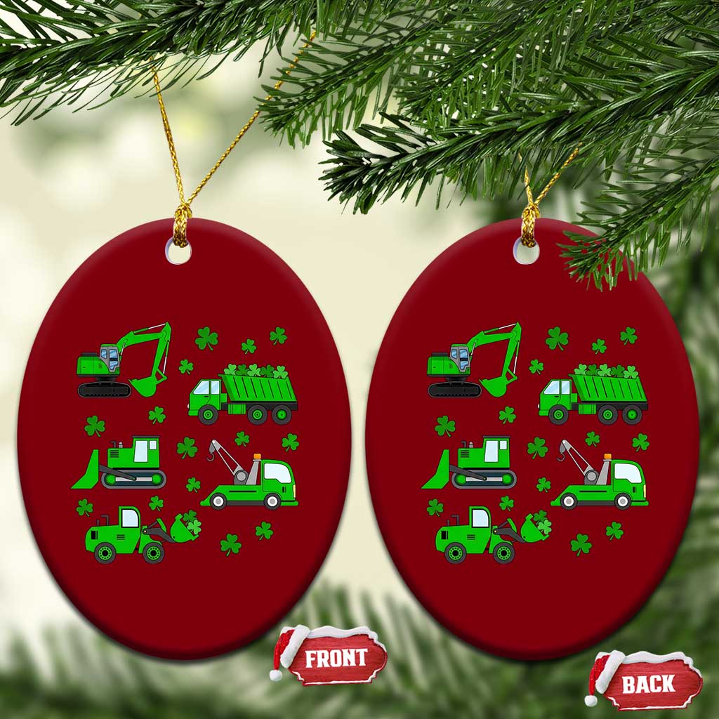 Funny St Patricks Day Construction Trucks Irish Shamrock Ceramic Ornament TS11 Print Your Wear