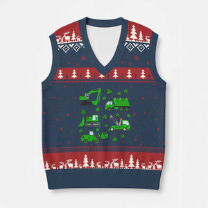 Funny St Patricks Day Construction Trucks Irish Shamrock V-Neck Knit Sweater Vest TS11 Navy Red Print Your Wear