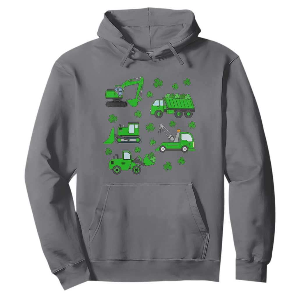 Funny St Patricks Day Construction Trucks Irish Shamrock Hoodie TS11 Charcoal Print Your Wear