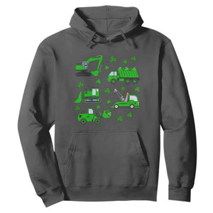 Funny St Patricks Day Construction Trucks Irish Shamrock Hoodie TS11 Dark Heather Print Your Wear