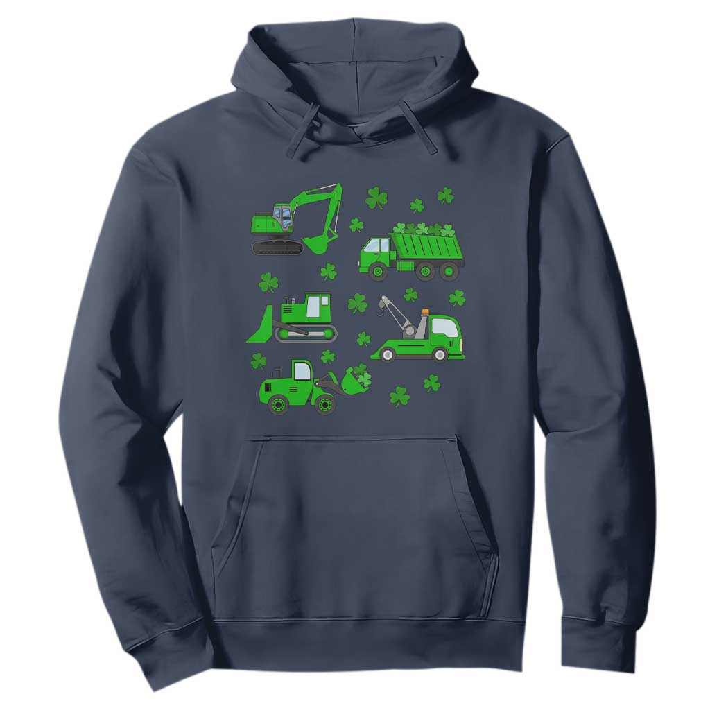 Funny St Patricks Day Construction Trucks Irish Shamrock Hoodie TS11 Navy Print Your Wear
