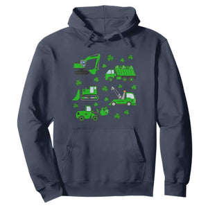 Funny St Patricks Day Construction Trucks Irish Shamrock Hoodie TS11 Navy Print Your Wear