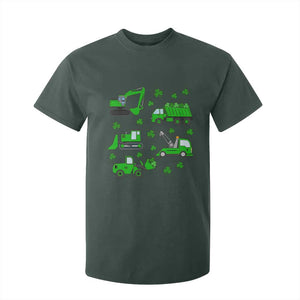 Funny St Patricks Day Construction Trucks Irish Shamrock T Shirt For Kid TS11 Dark Forest Green Print Your Wear