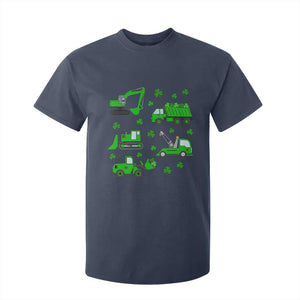 Funny St Patricks Day Construction Trucks Irish Shamrock T Shirt For Kid TS11 Navy Print Your Wear