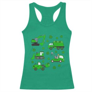 Funny St Patricks Day Construction Trucks Irish Shamrock Racerback Tank Top TS11 Irish Green Print Your Wear