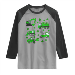 Funny St Patricks Day Construction Trucks Irish Shamrock Raglan Shirt TS11 Sport Gray Black Print Your Wear