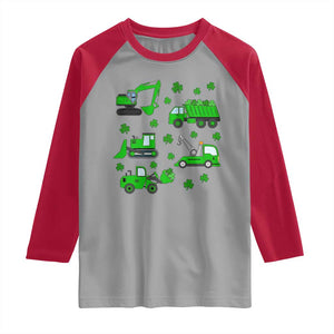 Funny St Patricks Day Construction Trucks Irish Shamrock Raglan Shirt TS11 Sport Gray Red Print Your Wear