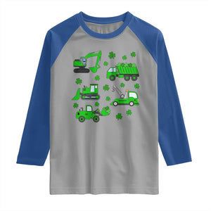 Funny St Patricks Day Construction Trucks Irish Shamrock Raglan Shirt TS11 Sport Gray Royal Print Your Wear