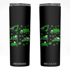 Funny St Patricks Day Construction Trucks Irish Shamrock Skinny Tumbler TS11 Black Print Your Wear