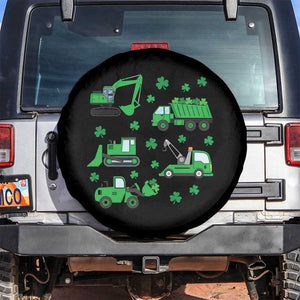 Funny St Patricks Day Construction Trucks Irish Shamrock Spare Tire Cover TS11 No hole Black Print Your Wear