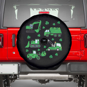 Funny St Patricks Day Construction Trucks Irish Shamrock Spare Tire Cover TS11 Black Print Your Wear