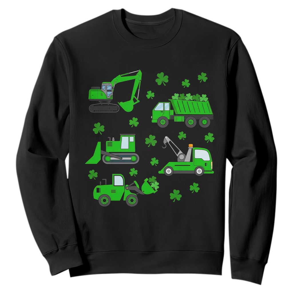 Funny St Patricks Day Construction Trucks Irish Shamrock Sweatshirt TS11 Black Print Your Wear