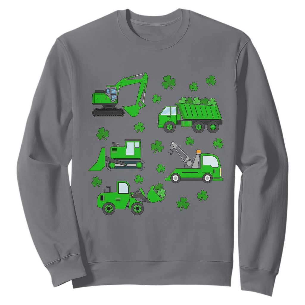 Funny St Patricks Day Construction Trucks Irish Shamrock Sweatshirt TS11 Charcoal Print Your Wear
