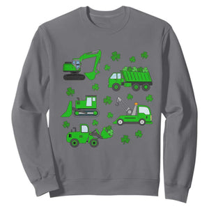 Funny St Patricks Day Construction Trucks Irish Shamrock Sweatshirt TS11 Charcoal Print Your Wear
