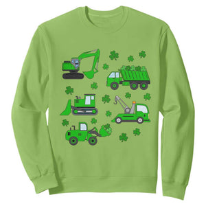 Funny St Patricks Day Construction Trucks Irish Shamrock Sweatshirt TS11 Lime Print Your Wear