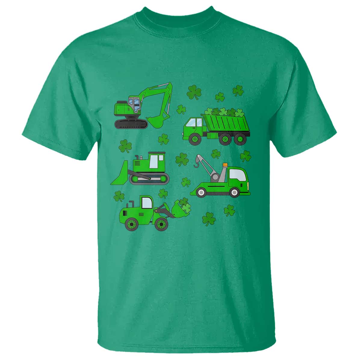 Funny St Patricks Day Construction Trucks Irish Shamrock T Shirt TS11 Irish Green Print Your Wear