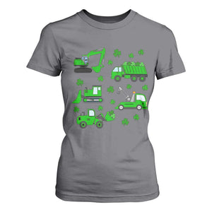 Funny St Patricks Day Construction Trucks Irish Shamrock T Shirt For Women TS11 Charcoal Print Your Wear