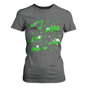Funny St Patricks Day Construction Trucks Irish Shamrock T Shirt For Women TS11 Dark Heather Print Your Wear