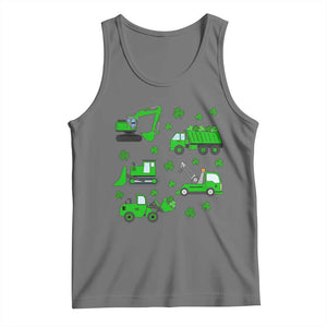 Funny St Patricks Day Construction Trucks Irish Shamrock Tank Top TS11 Black Heather Print Your Wear