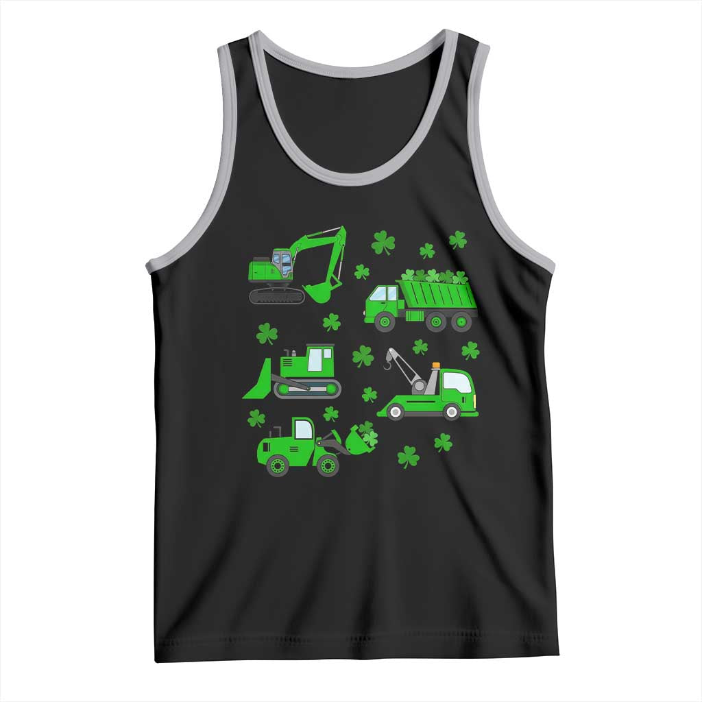 Funny St Patricks Day Construction Trucks Irish Shamrock Tank Top TS11 Black Athletic Heather Print Your Wear