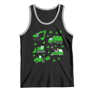 Funny St Patricks Day Construction Trucks Irish Shamrock Tank Top TS11 Black Athletic Heather Print Your Wear