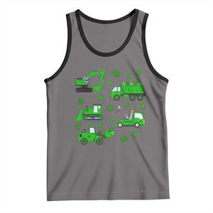 Funny St Patricks Day Construction Trucks Irish Shamrock Tank Top TS11 Deep Heather Black Print Your Wear