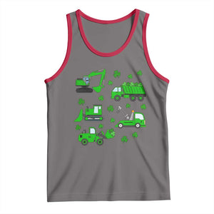 Funny St Patricks Day Construction Trucks Irish Shamrock Tank Top TS11 Deep Heather Red Print Your Wear
