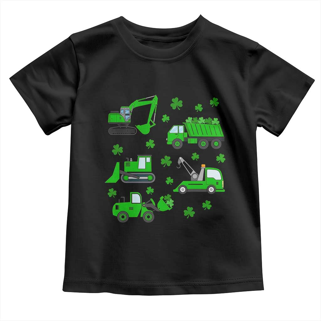 Funny St Patricks Day Construction Trucks Irish Shamrock Toddler T Shirt TS11 Black Print Your Wear