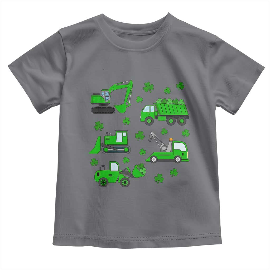 Funny St Patricks Day Construction Trucks Irish Shamrock Toddler T Shirt TS11 Charcoal Print Your Wear