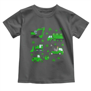 Funny St Patricks Day Construction Trucks Irish Shamrock Toddler T Shirt TS11 Dark Heather Print Your Wear