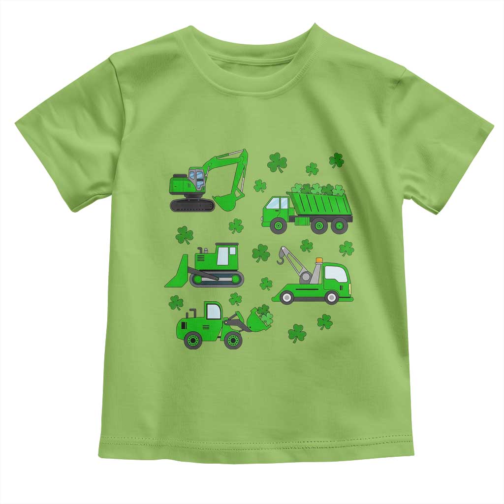 Funny St Patricks Day Construction Trucks Irish Shamrock Toddler T Shirt TS11 Lime Print Your Wear