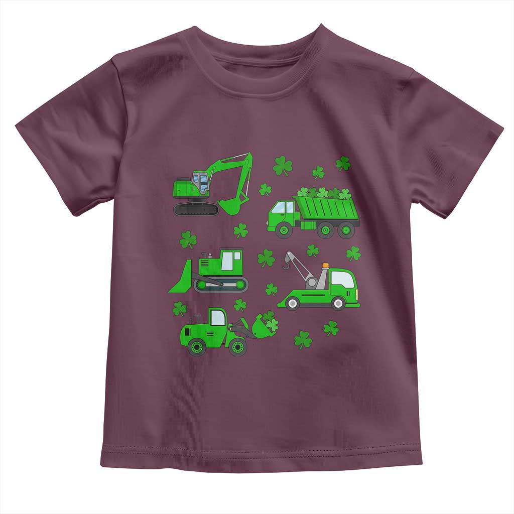 Funny St Patricks Day Construction Trucks Irish Shamrock Toddler T Shirt TS11 Maroon Print Your Wear