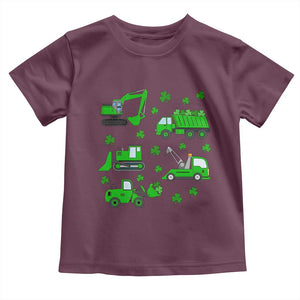 Funny St Patricks Day Construction Trucks Irish Shamrock Toddler T Shirt TS11 Maroon Print Your Wear