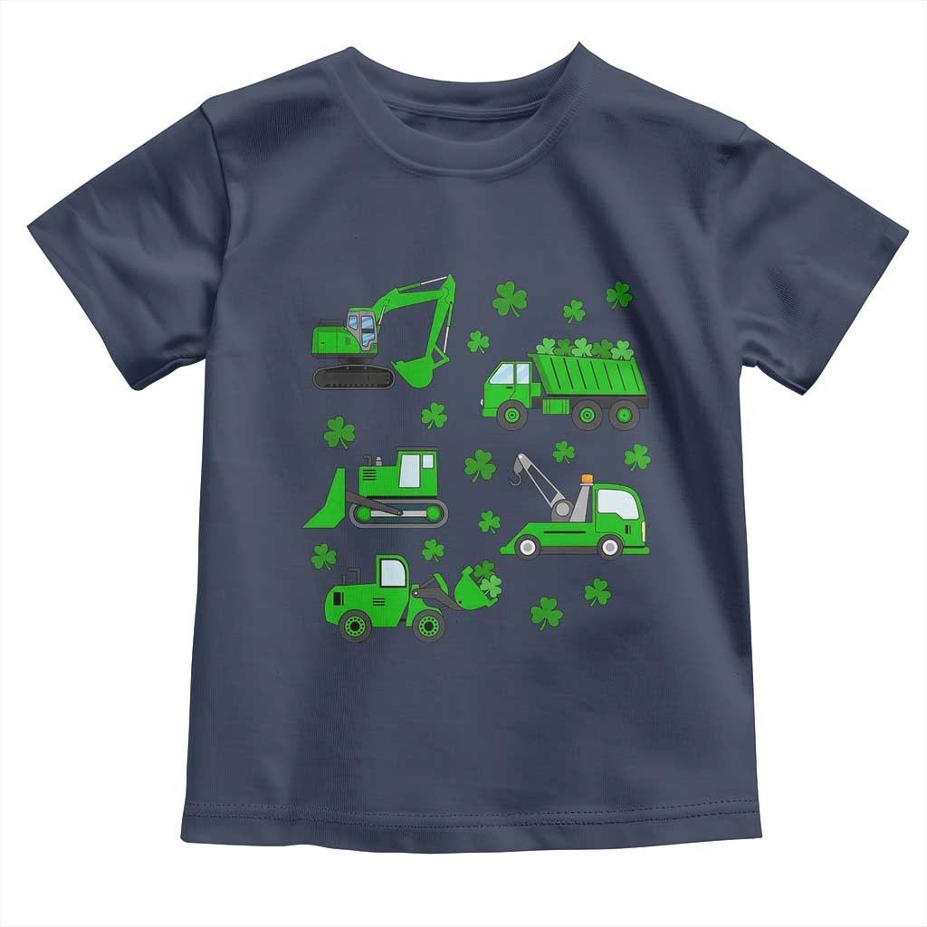 Funny St Patricks Day Construction Trucks Irish Shamrock Toddler T Shirt TS11 Navy Print Your Wear