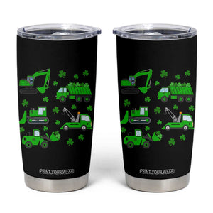 Funny St Patricks Day Construction Trucks Irish Shamrock Tumbler Cup TS11 Black Print Your Wear