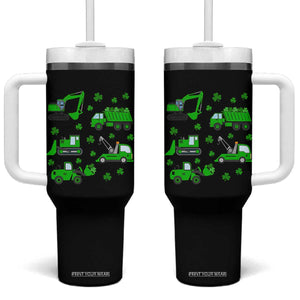 Funny St Patricks Day Construction Trucks Irish Shamrock Tumbler With Handle TS11 One Size: 40 oz Black Print Your Wear