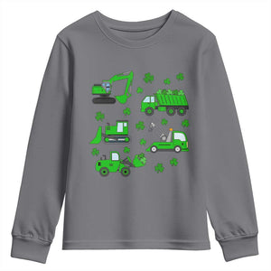 Funny St Patricks Day Construction Trucks Irish Shamrock Youth Sweatshirt TS11 Charcoal Print Your Wear