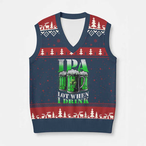 Funny St Patricks Day Beer Lover V-Neck Knit Sweater Vest IPA Lot When I Drink Irish Beer Drinking TS11 Navy Red Print Your Wear