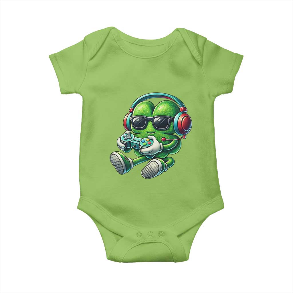 Funny Video Game Shamrock St Patricks Day Gamer Baby Onesie TS11 Lime Print Your Wear