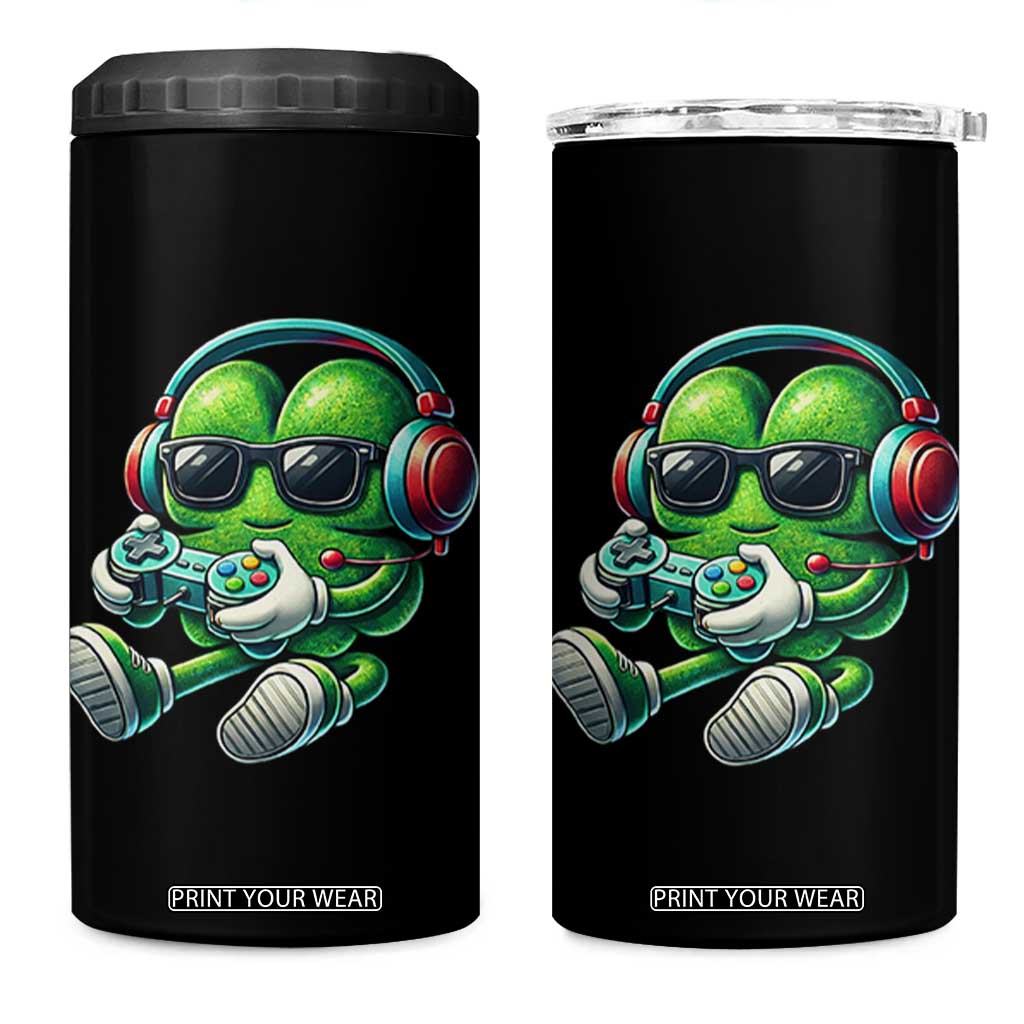 Funny Video Game Shamrock St Patricks Day Gamer 4 in 1 Can Cooler Tumbler TS11 One Size: 16 oz Black Print Your Wear