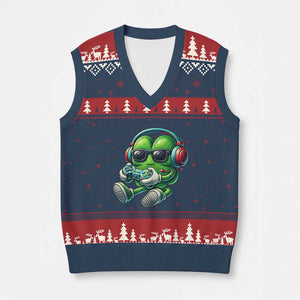 Funny Video Game Shamrock St Patricks Day Gamer V-Neck Knit Sweater Vest TS11 Navy Red Print Your Wear