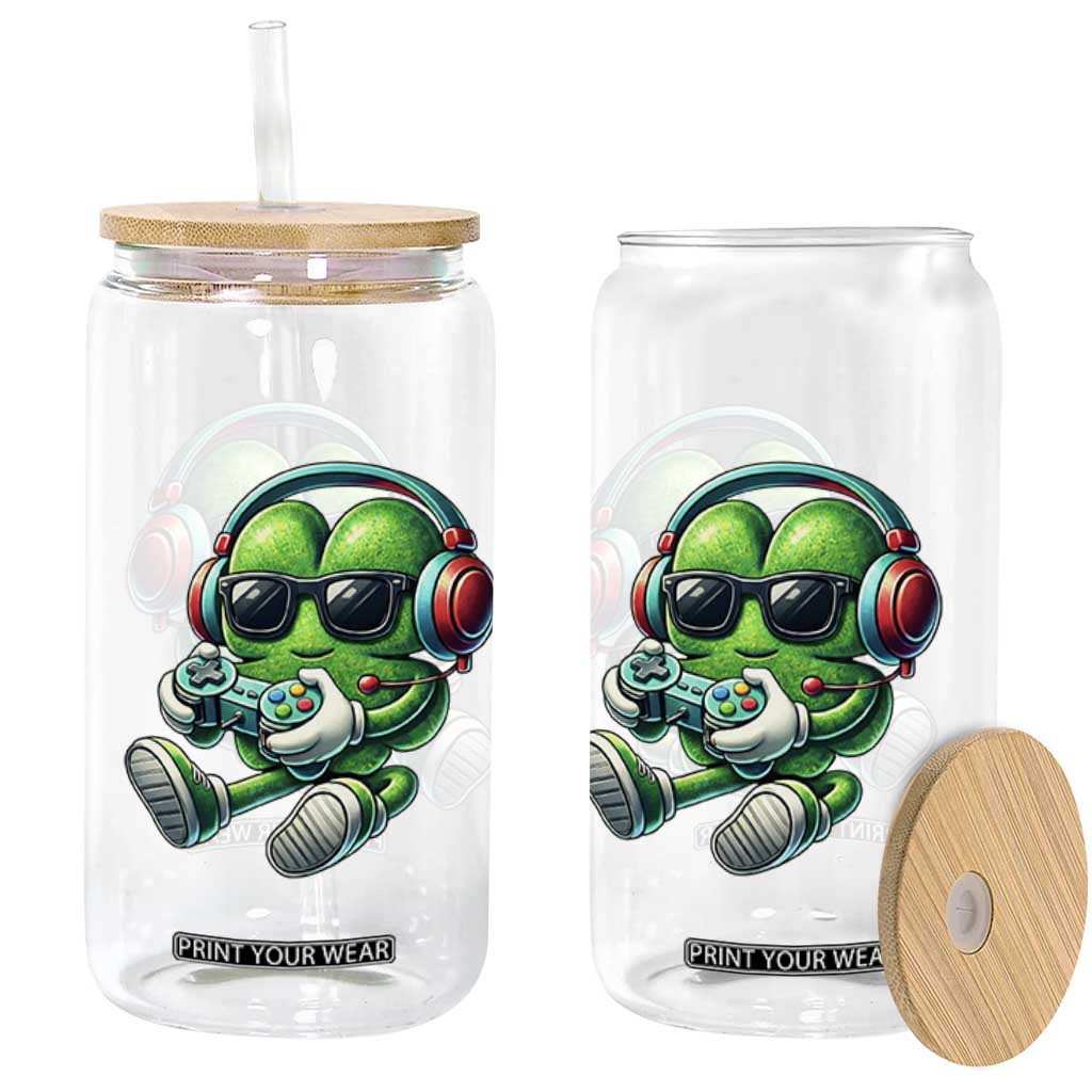 Funny Video Game Shamrock St Patricks Day Gamer Glass Can TS11 Print Your Wear