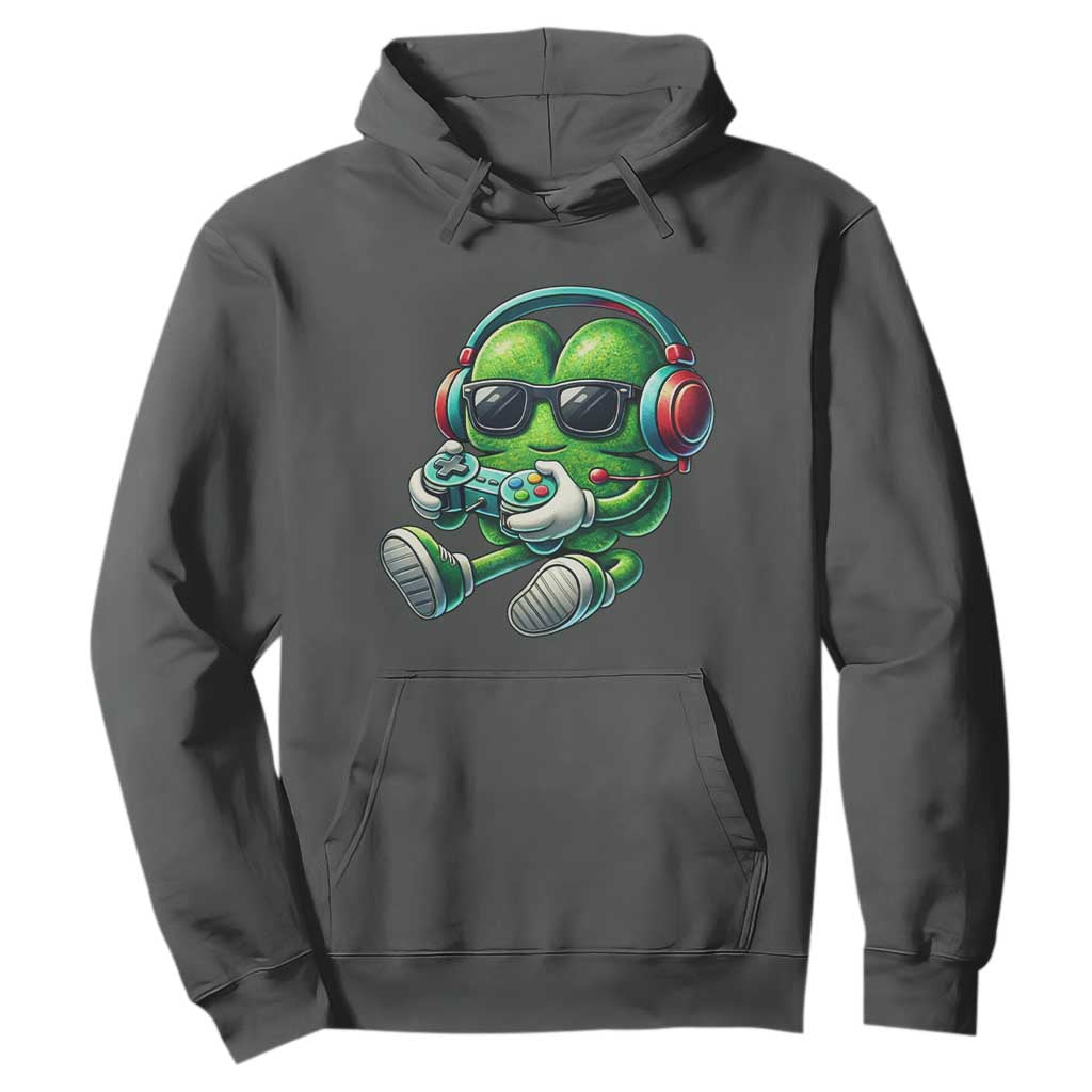 Funny Video Game Shamrock St Patricks Day Gamer Hoodie TS11 Dark Heather Print Your Wear