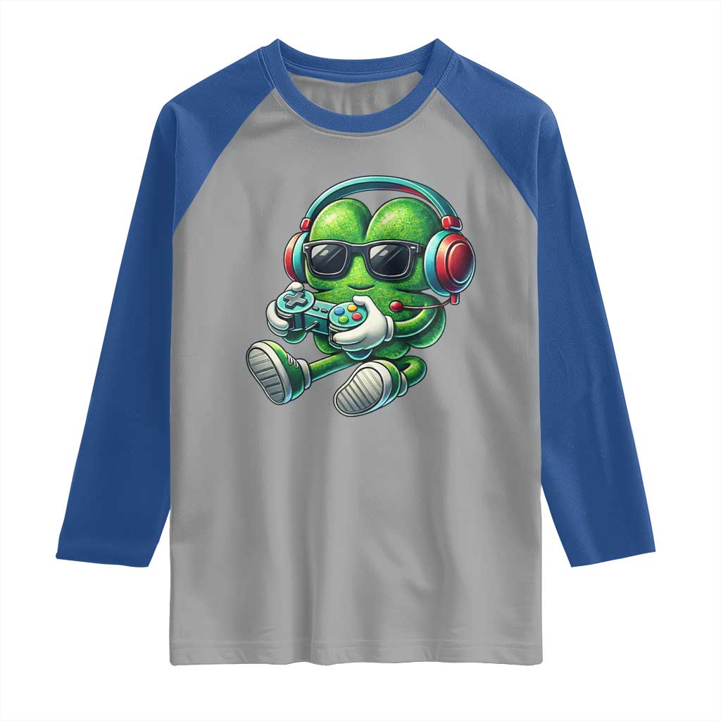 Funny Video Game Shamrock St Patricks Day Gamer Raglan Shirt TS11 Sport Gray Royal Print Your Wear