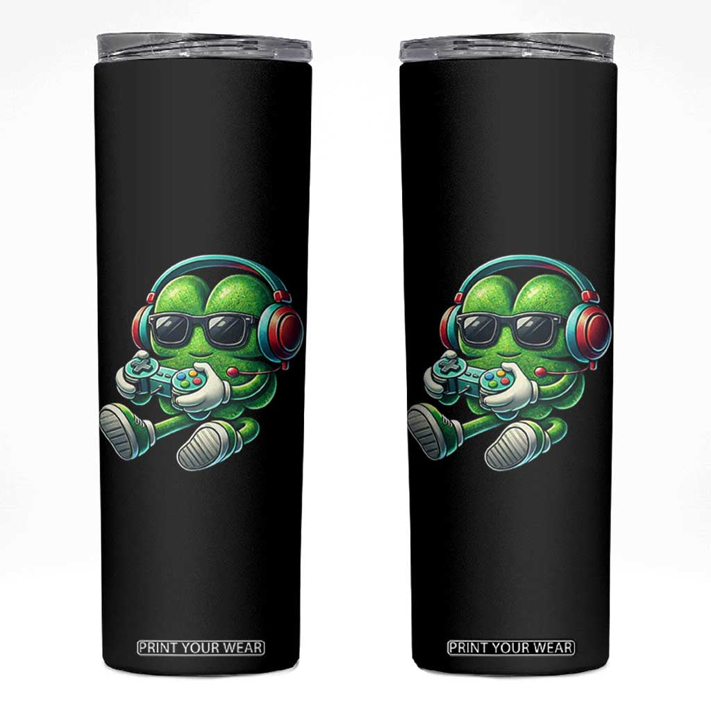 Funny Video Game Shamrock St Patricks Day Gamer Skinny Tumbler TS11 Black Print Your Wear
